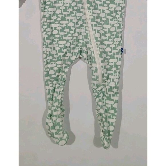 Kickee Pants Bamboo Footie Sleeper Unisex Size 0-3 Months Baby Green Geo - Picture 3 of 7